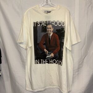 Mister Rogers T-Shirt Mens XL White Graphic Tee It's All Good in the Hood
